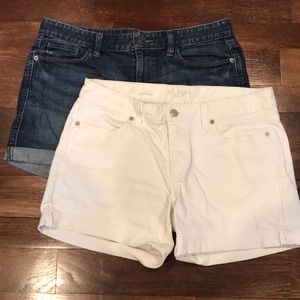 Loft White and Jean Shorts (2 pair bundle)